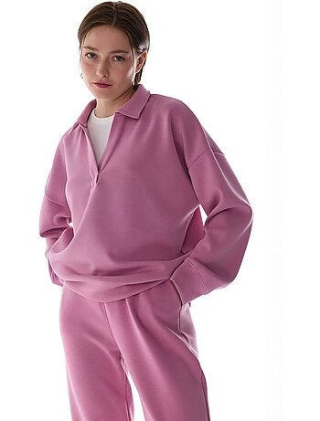 Sweatshirt à col polo en modal penti