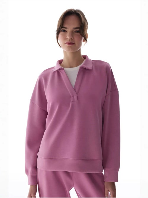 Sweatshirt à col polo en modal penti - Kiabi Sweatshirt à col polo en modal penti - Kiabi