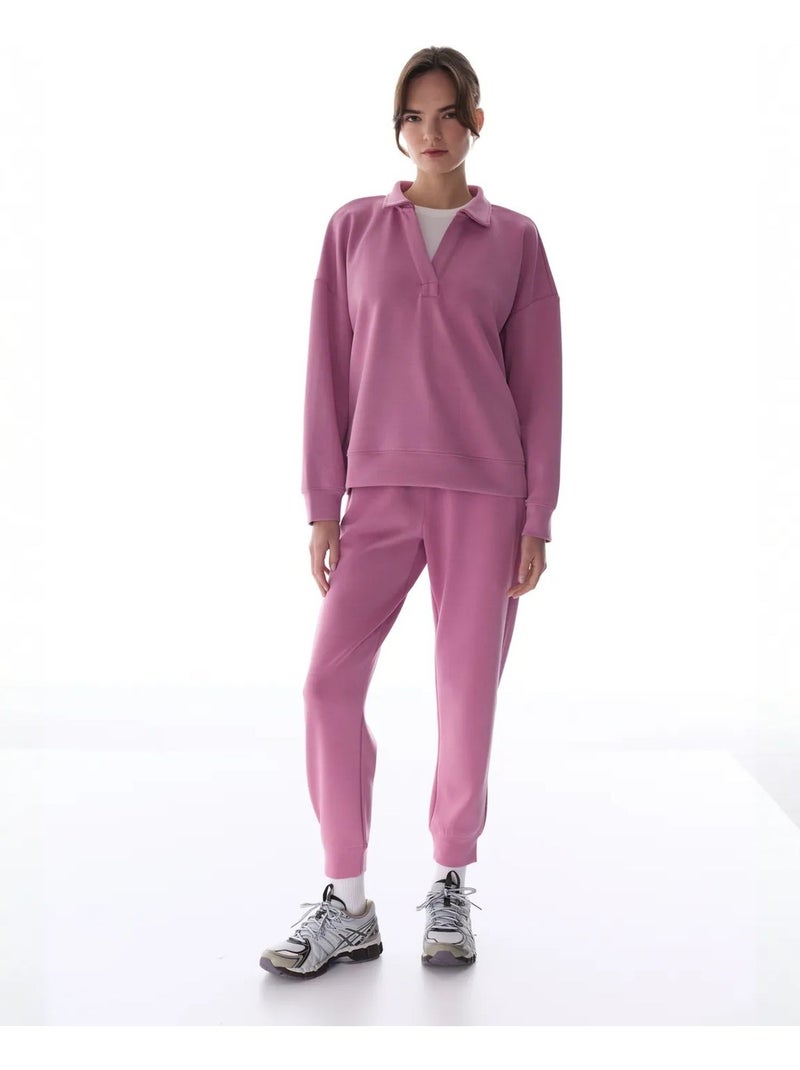 Sweatshirt à col polo en modal penti Vieux rose - Kiabi