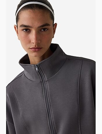 Sweatshirt à demi-zip au toucher soyeux penti