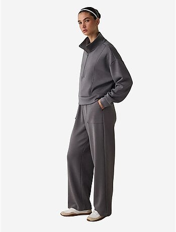 Sweatshirt à demi-zip au toucher soyeux penti