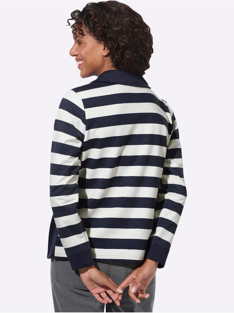Sweatshirt à Rayures - Taille Standard - Witt Ecru/Marine - Kiabi