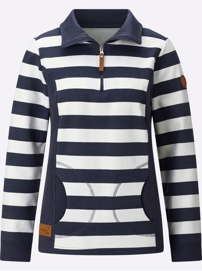 Sweatshirt à Rayures - Taille Standard - Witt Ecru/Marine - Kiabi