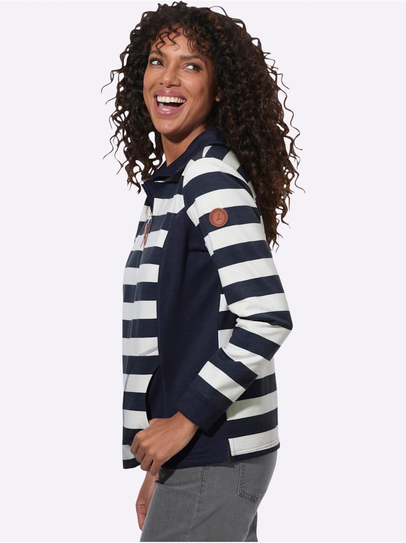 Sweatshirt à Rayures - Taille Standard - Witt Ecru/Marine - Kiabi