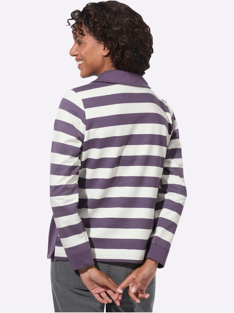Sweatshirt à Rayures - Taille Standard - Witt Écru/Violet - Kiabi