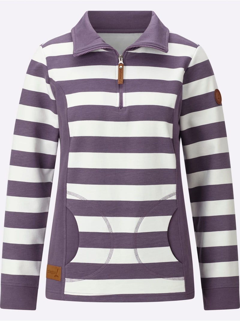 Sweatshirt à Rayures - Taille Standard - Witt Écru/Violet - Kiabi