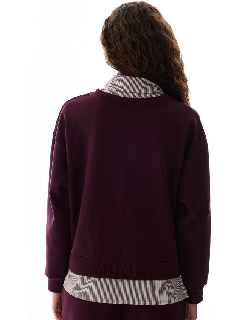 Sweatshirt à superposition chemise et col polo penti Rouge bordeaux - Kiabi