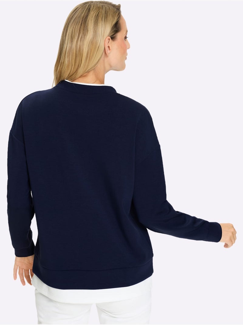 Sweatshirt Aspect 2 En 1 - Taille Standard - Helline Bleu Blanc - Kiabi