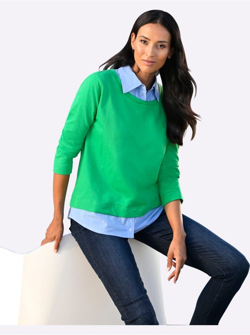 Sweatshirt Aspect 2 En 1 Tendance - Taille Standard - Helline - Kiabi Sweatshirt Aspect 2 En 1 Tendance - Taille Standard - Helline - Kiabi