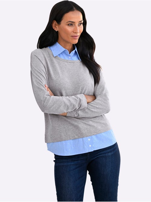 Sweatshirt Aspect 2 En 1 Tendance - Taille Standard - Helline - Kiabi Sweatshirt Aspect 2 En 1 Tendance - Taille Standard - Helline - Kiabi