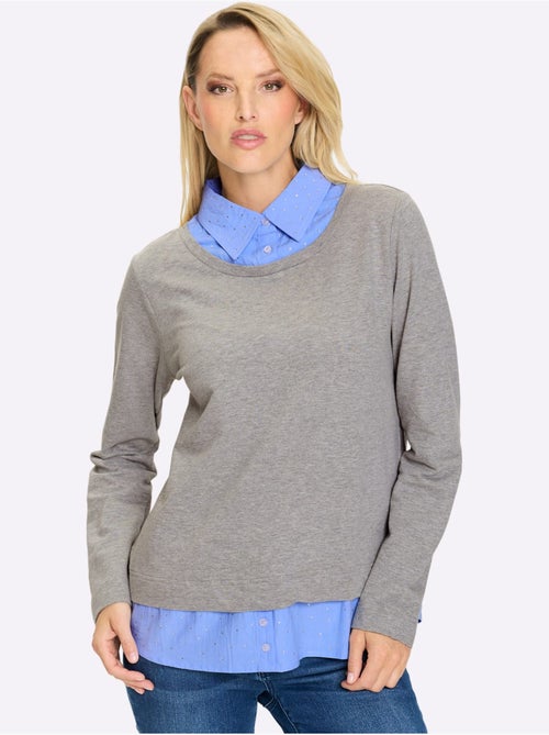 Sweatshirt Aspect 2 En 1 Tendance - Taille Standard - Helline - Kiabi Sweatshirt Aspect 2 En 1 Tendance - Taille Standard - Helline - Kiabi