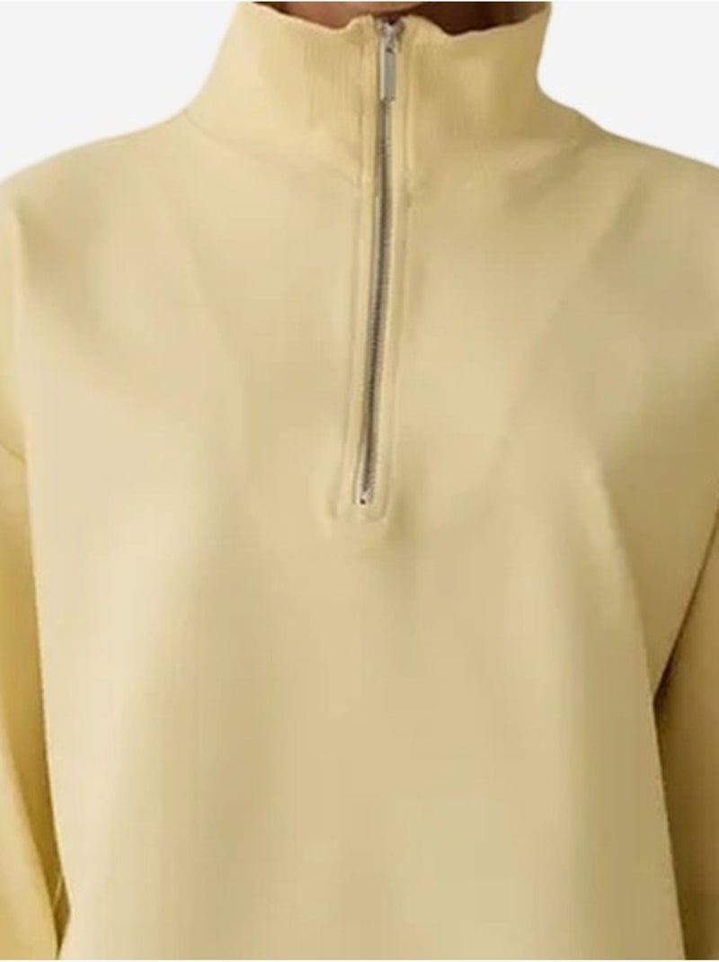 Sweatshirt avec détail zip frontal penti Jaune citron - Kiabi