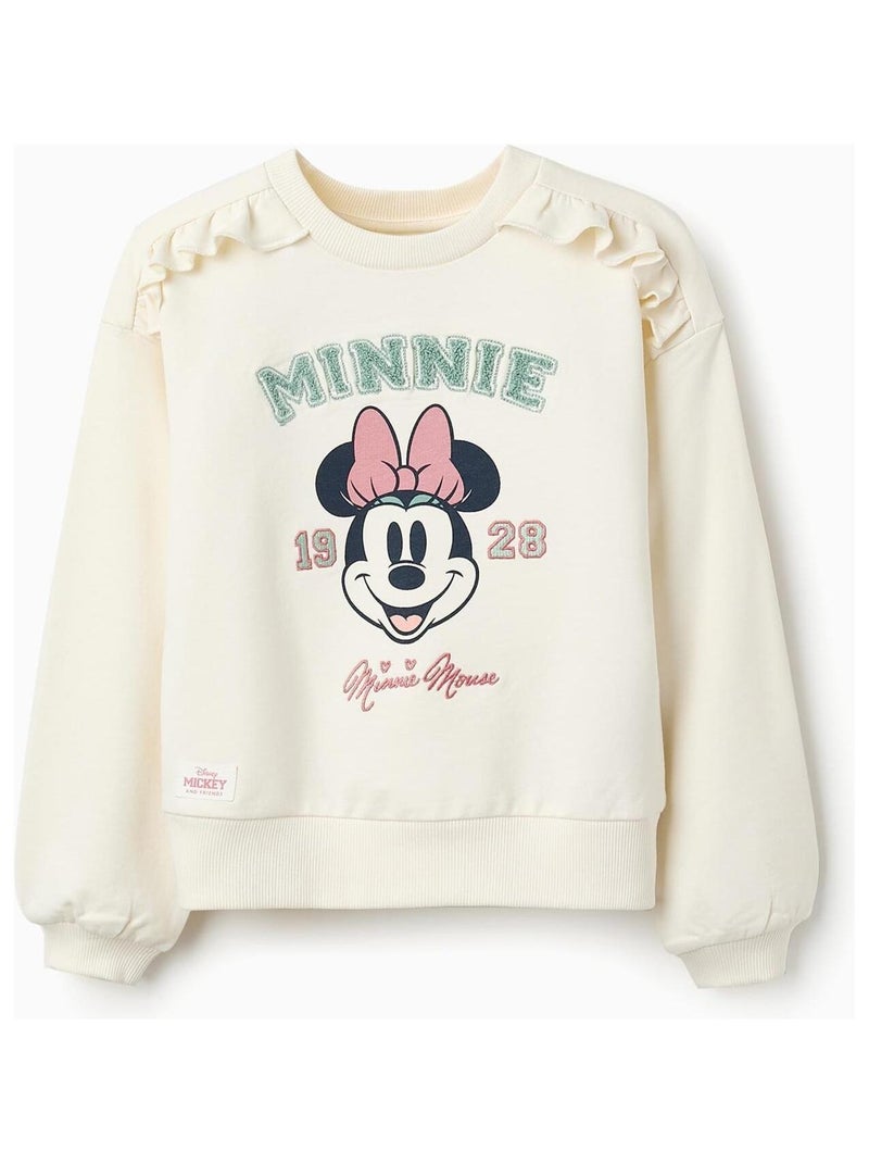 Sweatshirt avec volants, MINNIE Beige clair - Kiabi