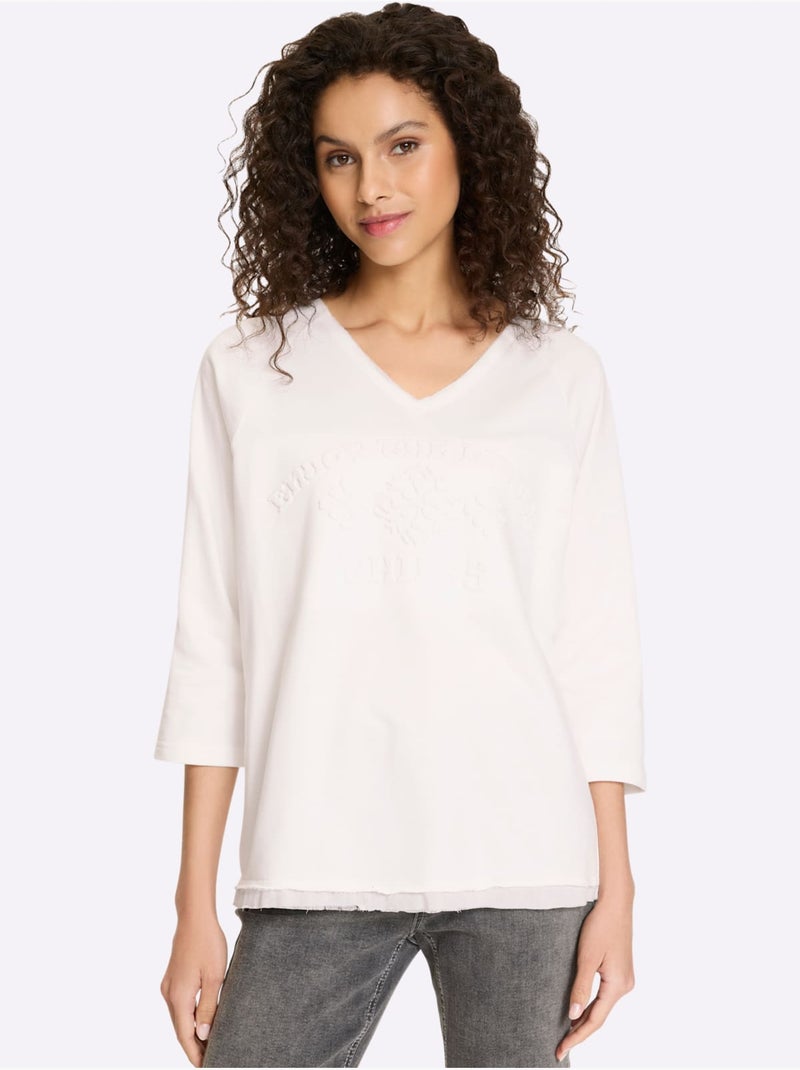 Sweatshirt Bel Effet Grâce à L'aspect 3d - Taille Standard - Helline Ecru - Kiabi