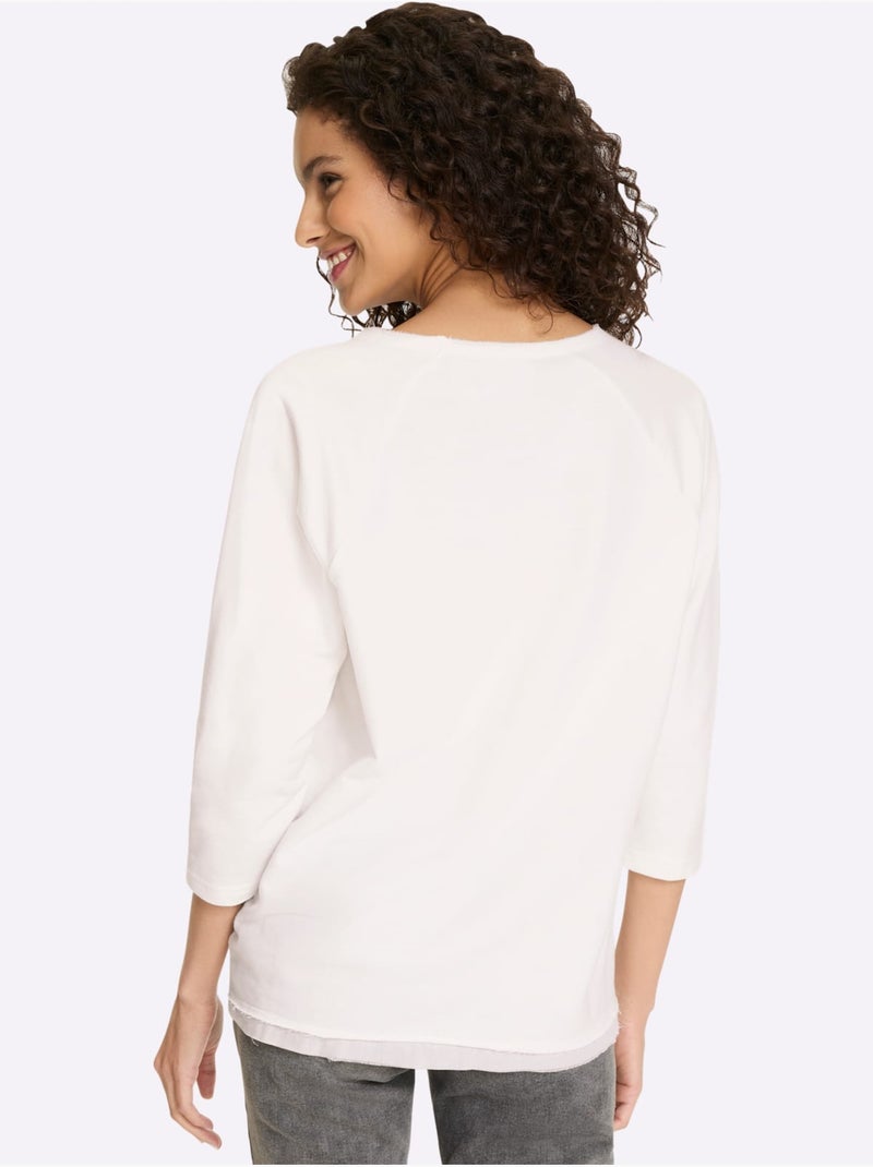 Sweatshirt Bel Effet Grâce à L'aspect 3d - Taille Standard - Helline Ecru - Kiabi