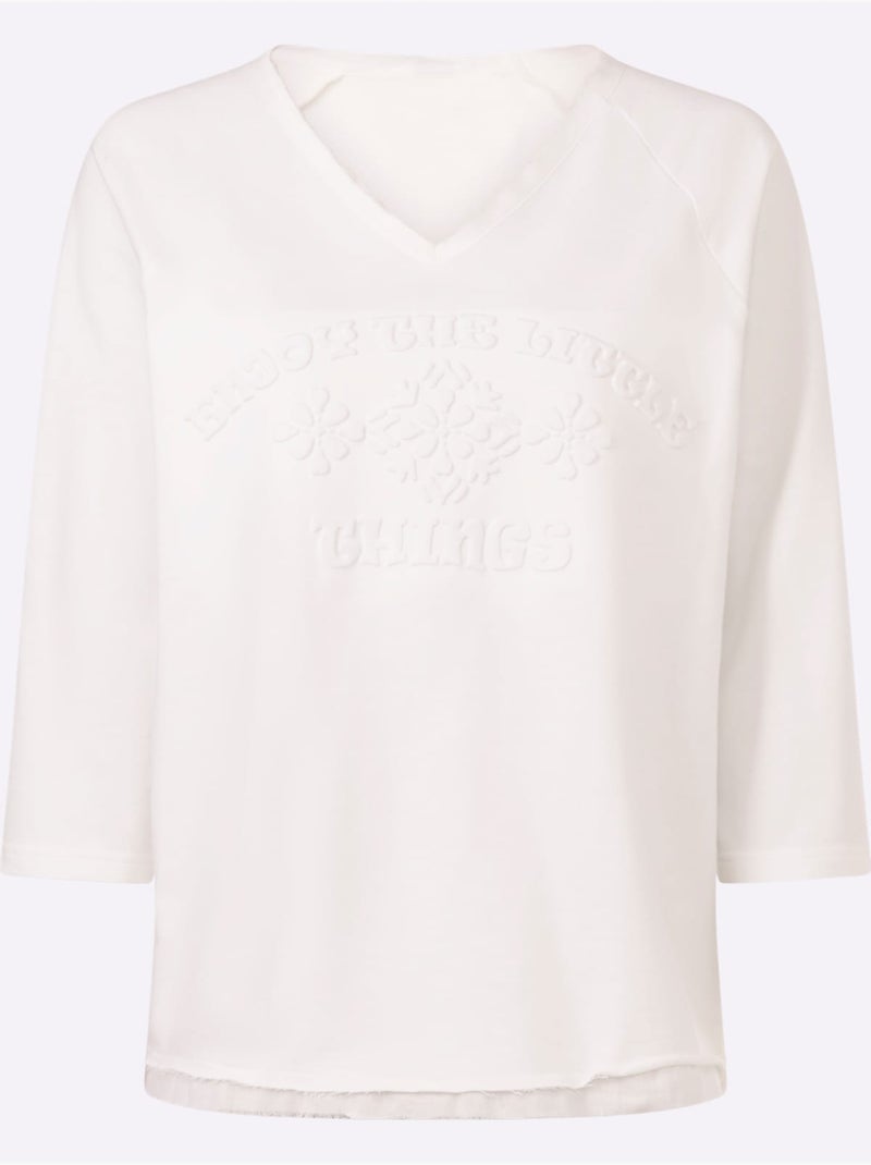 Sweatshirt Bel Effet Grâce à L'aspect 3d - Taille Standard - Helline Ecru - Kiabi