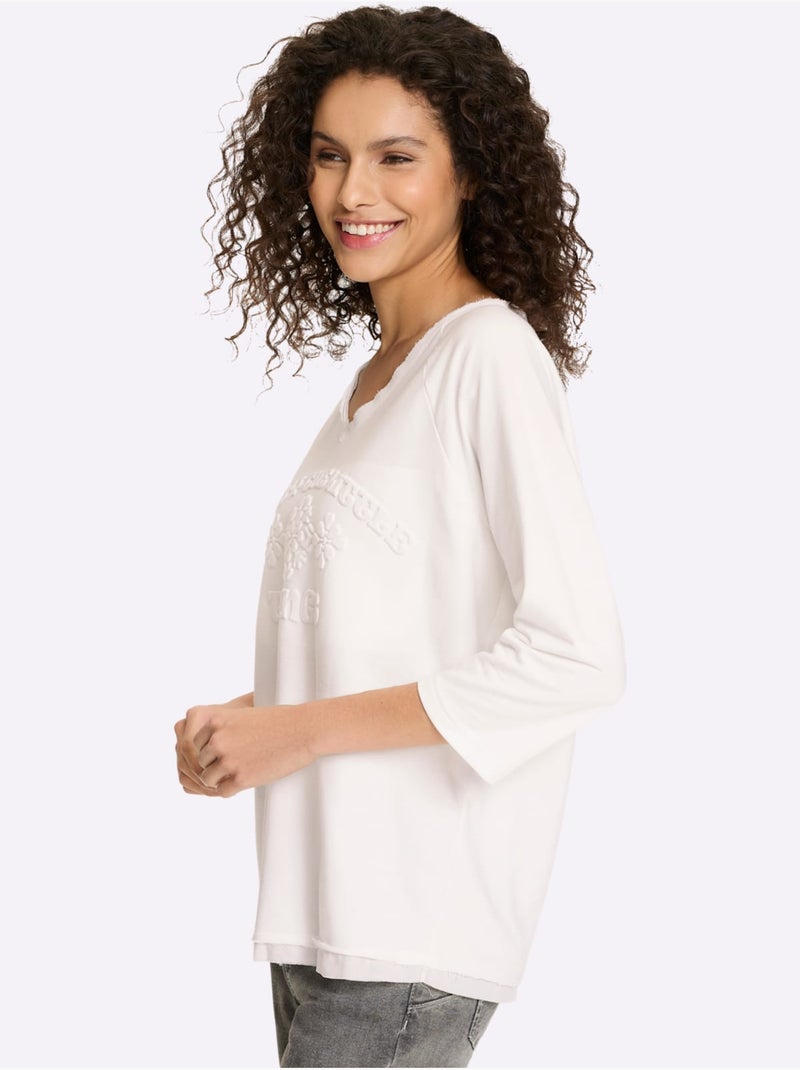 Sweatshirt Bel Effet Grâce à L'aspect 3d - Taille Standard - Helline Ecru - Kiabi