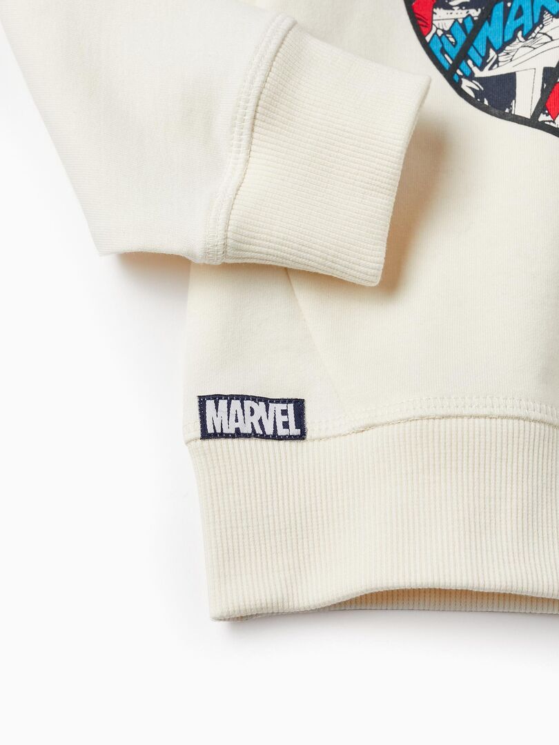 Sweat-shirt Garçon Avengers Marvel - Design Avec Spider-Man, Hulk, Iron Man, Captain America, Capuche Rouge, Poche Kangourou