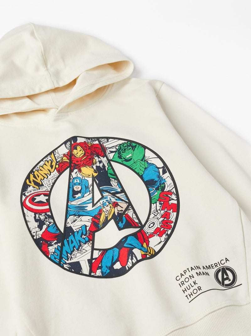 Sweatshirt blanche à capuche pour garçon MARVEL AVENGERS Beige clair - Kiabi