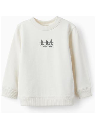 Sweatshirt blanche pour garçon manches longues ATLANTIC COMPANY