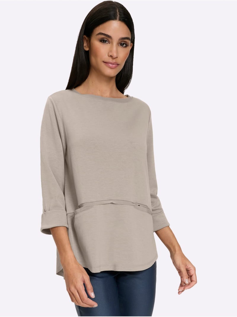 Sweatshirt bords ouverts modernes - taille standard - helline Beige - Kiabi