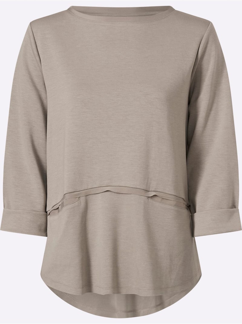 Sweatshirt bords ouverts modernes - taille standard - helline Beige - Kiabi