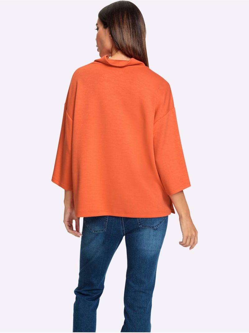 Sweatshirt Boutons Contrastés élégants - Taille Standard - Helline Orange - Kiabi