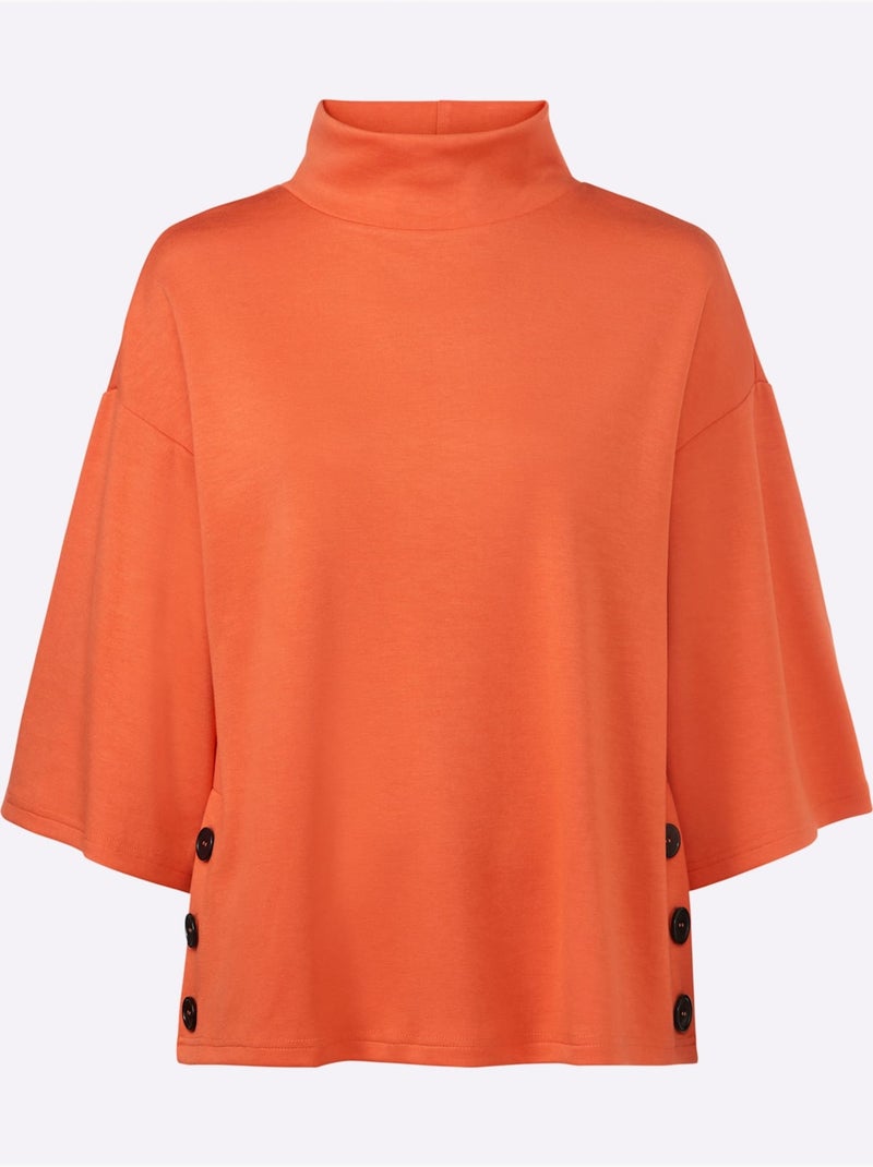 Sweatshirt Boutons Contrastés élégants - Taille Standard - Helline Orange - Kiabi