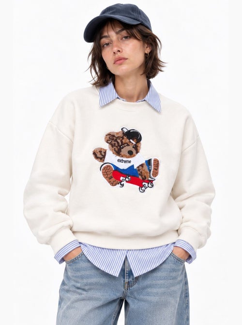 Sweatshirt brodé à col rond et manches longues hiccup - Kiabi