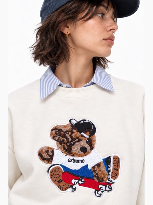 Sweatshirt brodé à col rond et manches longues hiccup - Kiabi