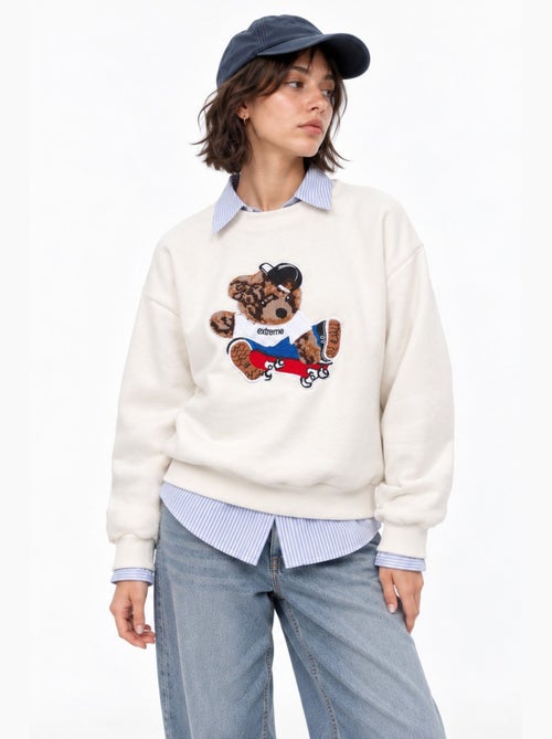 Sweatshirt brodé à col rond et manches longues hiccup - Kiabi