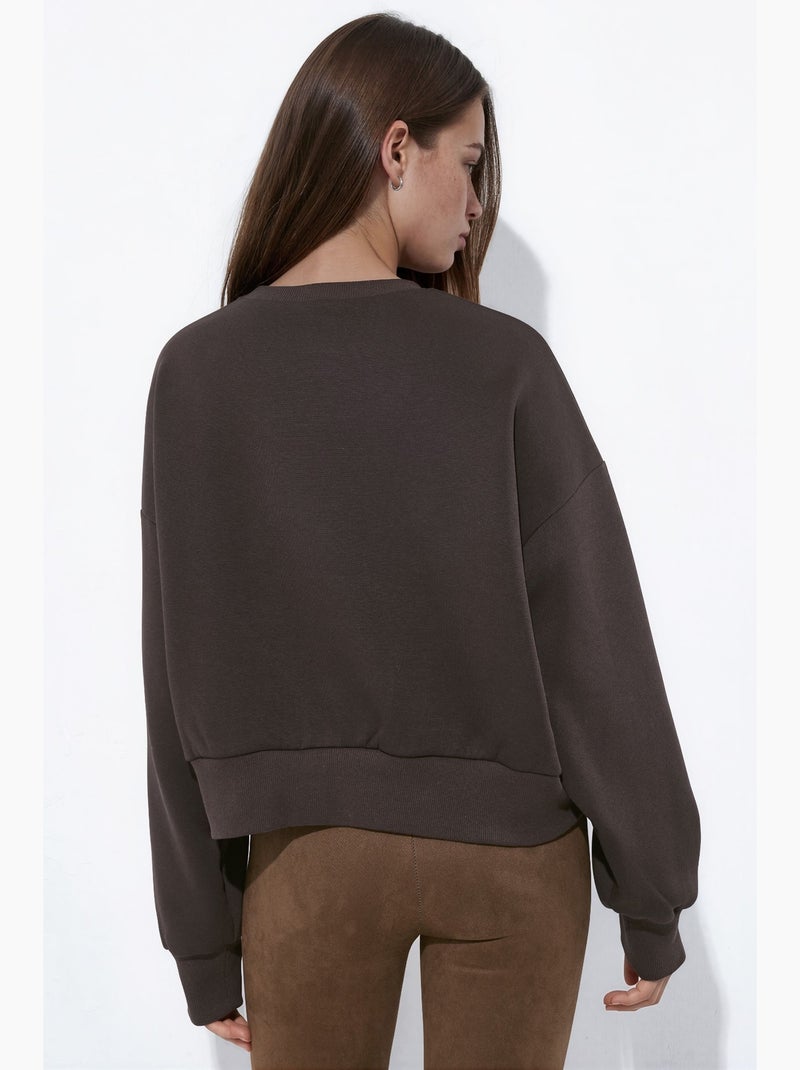 Sweatshirt brodé coupe ample hiccup Marron chocolat - Kiabi