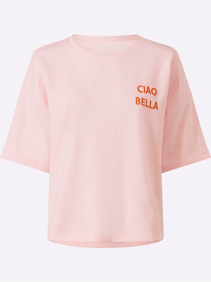 Sweatshirt Broderie Décorative - Taille Standard - Helline Rose clair - Kiabi