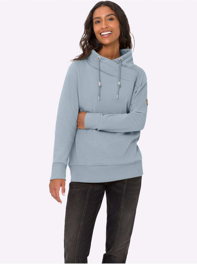 Sweatshirt Col Asymétrique - Taille Standard - Helline Bleu clair - Kiabi