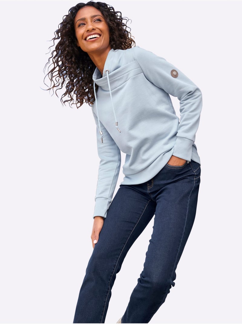 Sweatshirt Col Asymétrique - Taille Standard - Helline Bleu clair - Kiabi