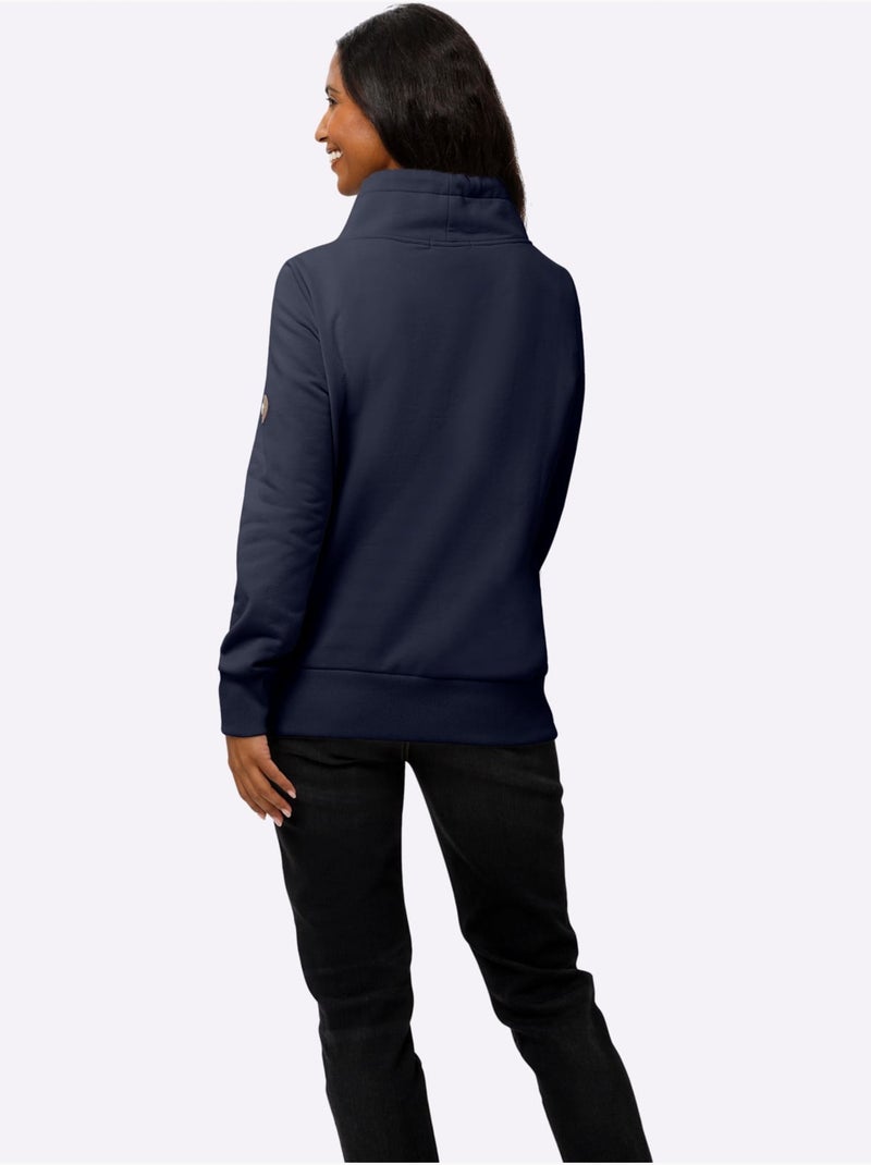 Sweatshirt Col Asymétrique - Taille Standard - Helline Bleu marine - Kiabi