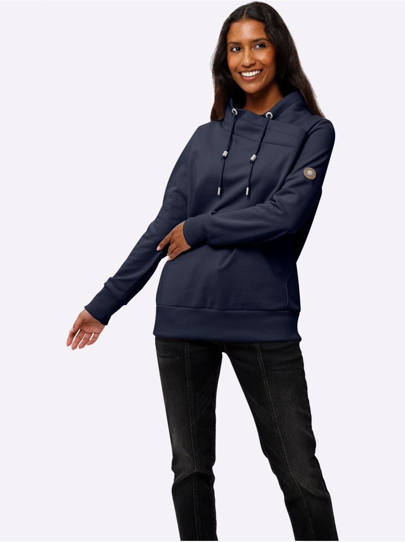 Sweatshirt Col Asymétrique - Taille Standard - Helline Bleu marine - Kiabi
