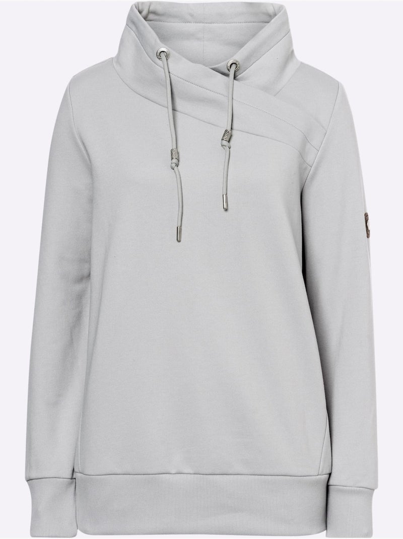 Sweatshirt Col Asymétrique - Taille Standard - Helline Gris clair - Kiabi