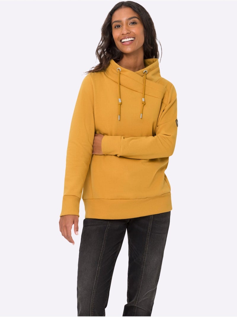 Sweatshirt Col Asymétrique - Taille Standard - Helline Ocre - Kiabi
