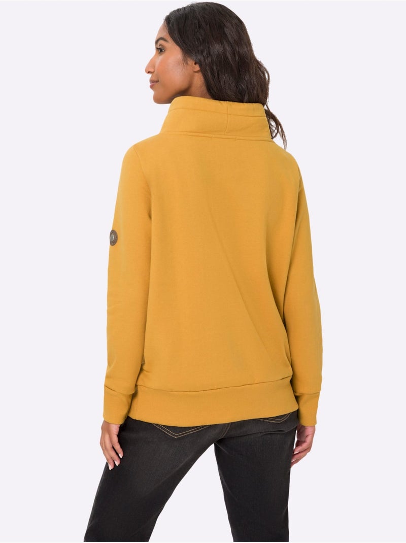 Sweatshirt Col Asymétrique - Taille Standard - Helline Ocre - Kiabi