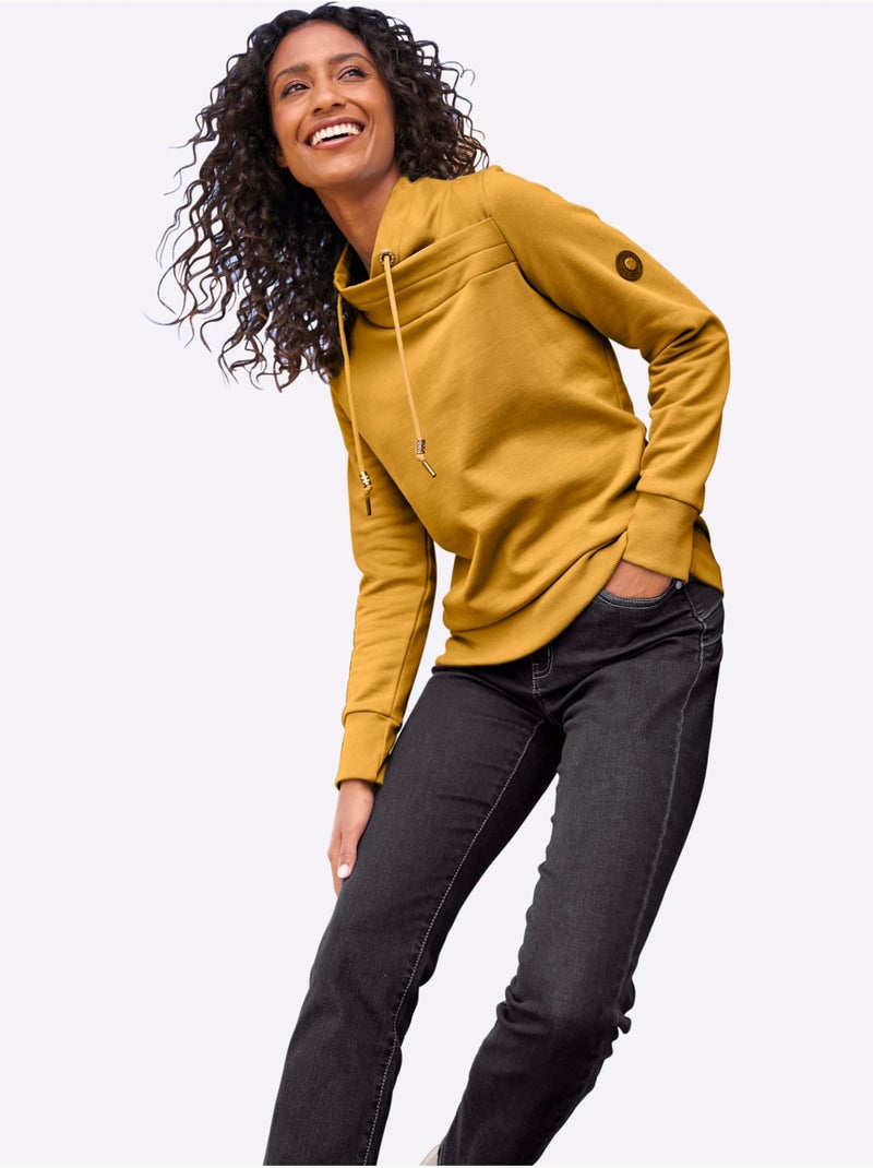 Sweatshirt Col Asymétrique - Taille Standard - Helline Ocre - Kiabi