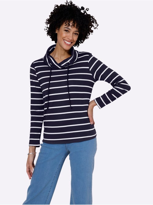 Sweatshirt Col Avec Coulisse Et Lien à Nouer - Taille Standard - Moda Vilona - Kiabi Sweatshirt Col Avec Coulisse Et Lien à Nouer - Taille Standard - Moda Vilona - Kiabi