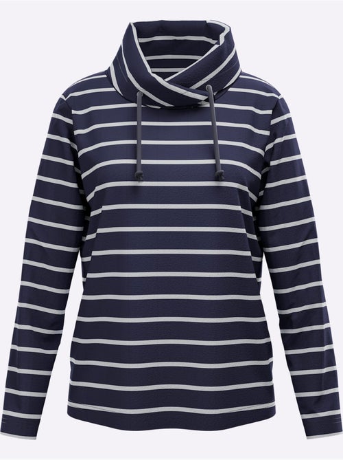 Sweatshirt Col Avec Coulisse Et Lien à Nouer - Taille Standard - Moda Vilona - Kiabi Sweatshirt Col Avec Coulisse Et Lien à Nouer - Taille Standard - Moda Vilona - Kiabi