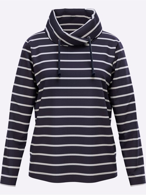 Sweatshirt Col Avec Coulisse Et Lien à Nouer - Taille Standard - Moda Vilona - Kiabi Sweatshirt Col Avec Coulisse Et Lien à Nouer - Taille Standard - Moda Vilona - Kiabi