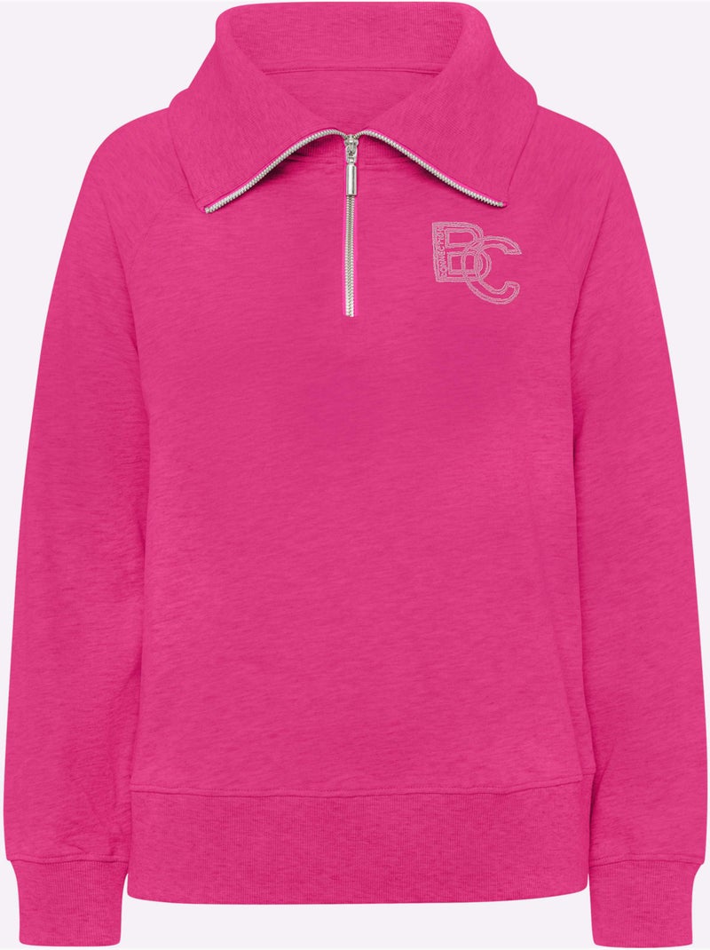 Sweatshirt Col Camionneur - Taille Standard - Helline Rose fushia - Kiabi