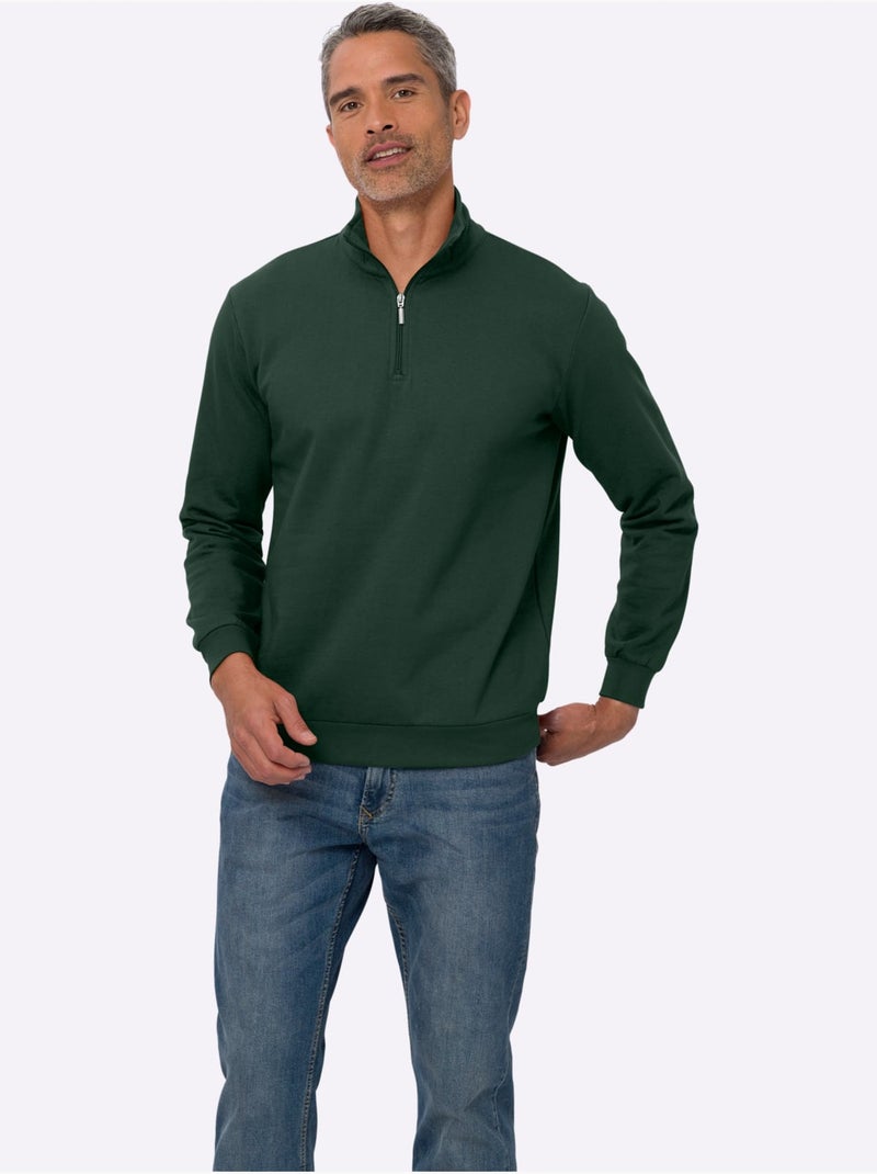 Sweatshirt col camionneur - taille standard - moda vilona Beige/Vert - Kiabi