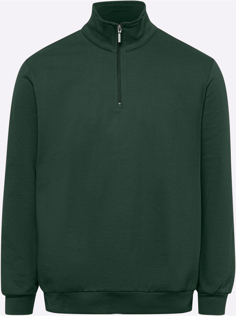 Sweatshirt col camionneur - taille standard - moda vilona Beige/Vert - Kiabi