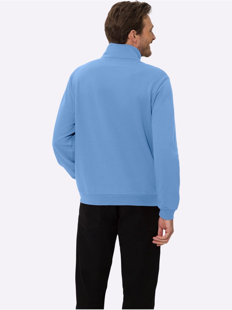 Sweatshirt col camionneur - taille standard - moda vilona Bleu ciel - Kiabi