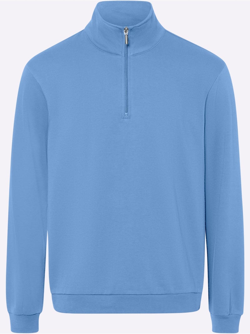 Sweatshirt col camionneur - taille standard - moda vilona Bleu ciel - Kiabi