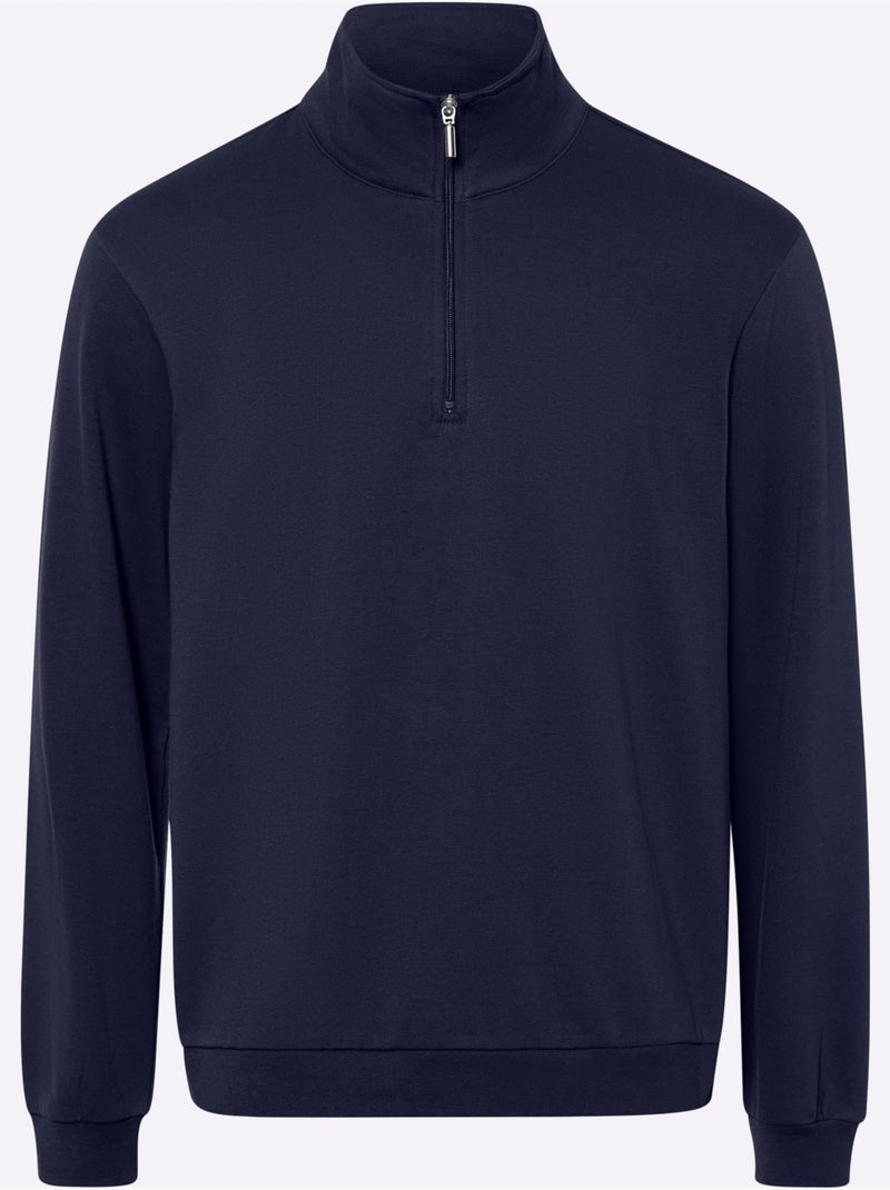 Sweatshirt col camionneur - taille standard - moda vilona Bleu marine - Kiabi
